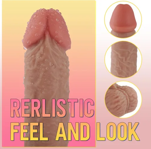 Vista 4 de Consolador de empuje juguetes sexuales para mujeres, vibrador para adultos, juguetes sexuales realistas con 5 acciones de empuje y rotación, 7