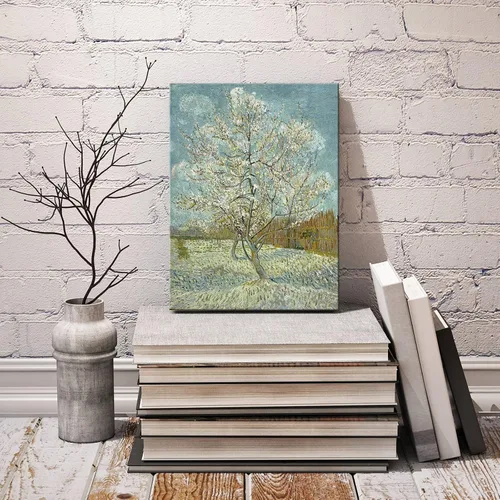 Vista 2 de Wieco Art Lienzo con estampado de árbol de durazno rosa de Van Gogh, pinturas al óleo famosas clásicas, reproducción de pinturas al óleo modernas