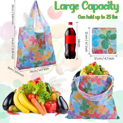 Vista 3 de Geyee 40 bolsas de compras reutilizables para comestibles, plegable, a granel, para cocina, impermeable, resistente, asa para regalo, bolsa de fiesta