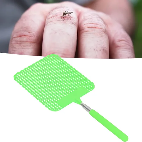 Vista 2 de Matamoscas telescópico, retráctil extensible de plástico ligero con varilla de acero inoxidable para el hogar para la oficina para acampar