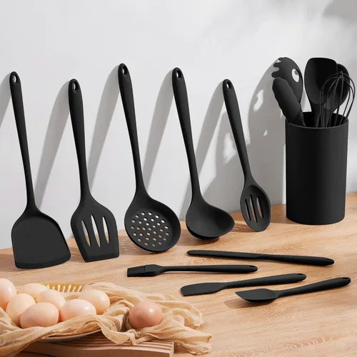Vista 9 de Homikit - Juego de utensilios de cocina de silicona y estante de enfriamiento, 15 piezas de utensilios de cocina con soporte para utensilios
