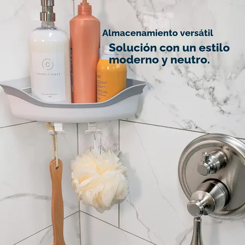 Vista 6 de SlipX Solutions Organizador de ducha con ventosa de esquina, soporta hasta