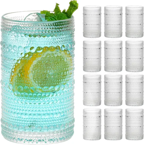 Vista 19 de Moretoes - Juego de 6 vasos de cristal vintage con forma de hobuña, color azul