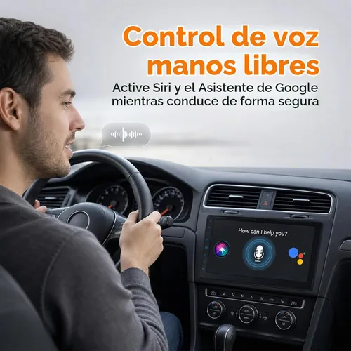 Vista 2 de Haudio Estéreo de Coche de 7" Doble DIN con Apple CarPlay Inalámbrico y Android Auto, Radio de Coche Bluetooth con Pantalla Táctil, Navegación