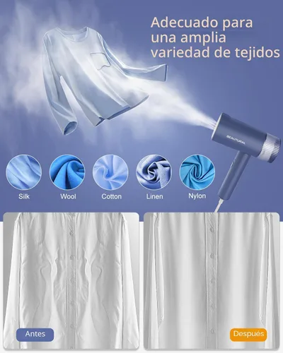 Vista 5 de BEAUTURAL Vaporizador para ropa, removedor de arrugas portátil de ropa, calentamiento rápido de 30 segundos, plegable y de mano, solo 120 V