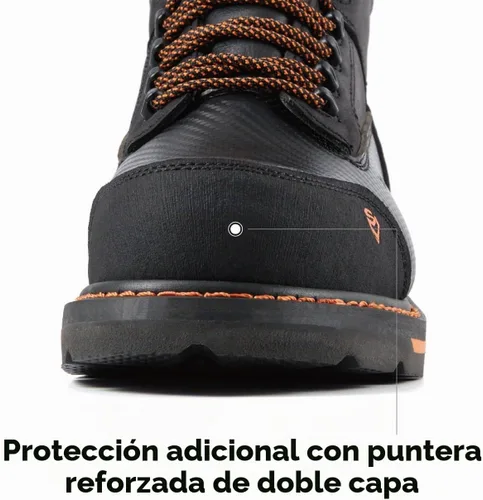 Vista 5 de SUREWAY Botas de trabajo impermeables de 6 pulgadas para hombres, de cuero Compuesto Impermeable Negro Naranja