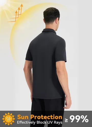 Vista 2 de BALEAF Camisas polo para hombre, de secado rápido, atléticas, deportivas, de trabajo, UPF 50+