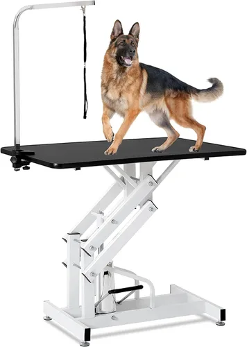 Vista 10 de Mesa hidráulica de aseo para perros pequeños y grandes, mesa profesional de aseo de mascotas resistente con brazo superior ajustable y soga, rango