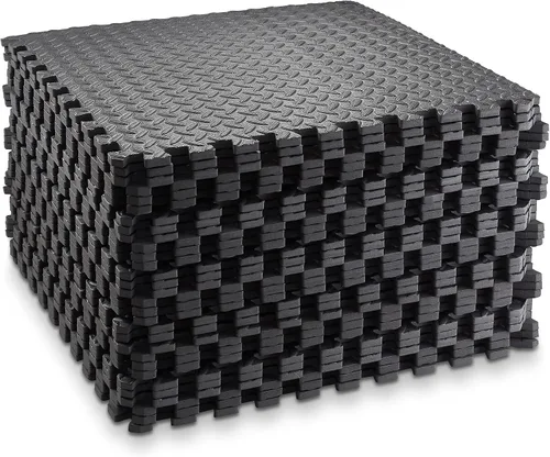 Vista 2 de Philosophy Gym Paquete de 30 tapetes de ejercicio – 24 x 24 pulgadas de goma de espuma entrelazada rompecabezas azulejos – negro