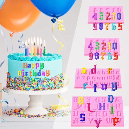 Vista 2 de Geiserailie - 4 moldes de letras góticas para pastel de fondant