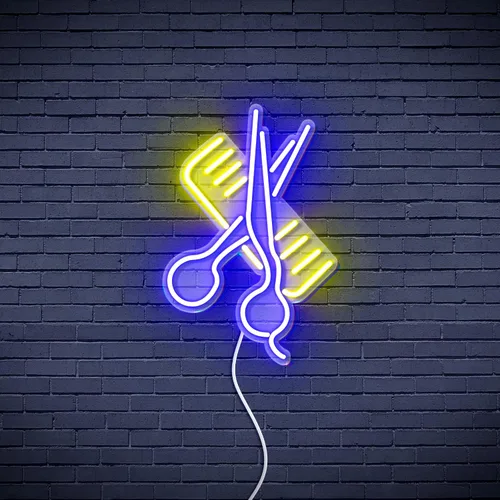 Vista 4 de AdvPro Comb & Scissors Flex Silicone LED Neon Sign - Azul - st16s32-fnu0363-b