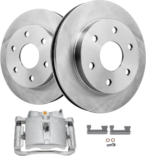 Vista 26 de Detroit Axle - Rotores perforados delanteros de 10.827 in + pinza de freno lateral del pasajero de repuesto para Toyota RAV4 Prius V Lexus HS250H