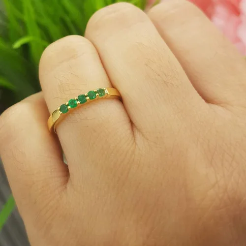 Vista 90 de Dazzlingrock Collection Anillo de boda redondo de 5 piedras preciosas o diamantes para mujer en oro macizo de 10 K/14 K/18 K