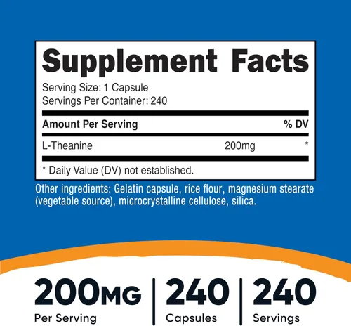 Vista 2 de Nutricost L-Teanina 200 mg, 240 Cápsulas - Doble Fuerza