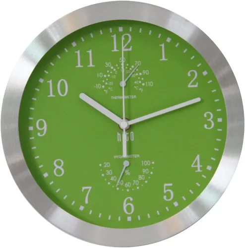 Vista 16 de HITO Reloj de pared silencioso de 10 pulgadas, funciona con pilas, sin tictac, cubierta de vidrio, marco de aluminio plateado, para decoración