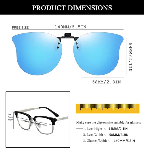 Vista 17 de Gafas de sol polarizadas con clip de ojo de gato, antirreflejos, protección UV, gafas de sol de gran tamaño sobre gafas graduadas
