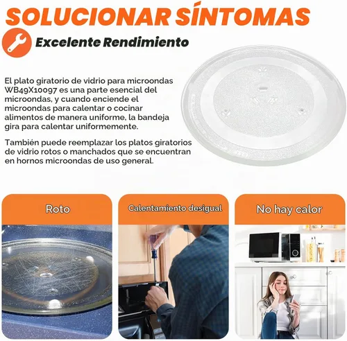 Vista 4 de Placa giratoria de vidrio para microondas de 11.25 pulgadas apta para Samsung GE, bandeja giratoria de vidrio para microondas de 11 1/4 pulgadas