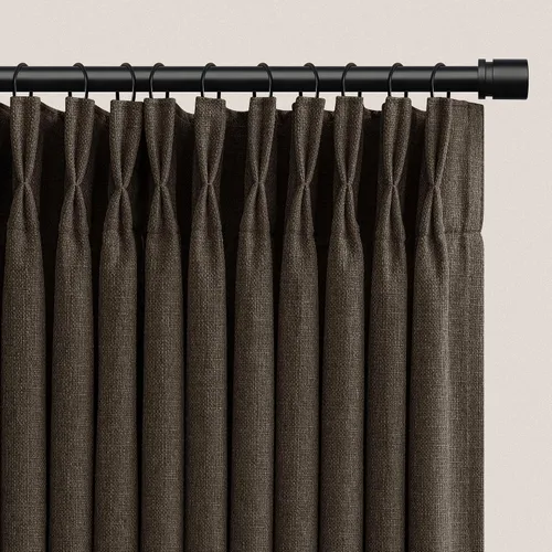 Vista 88 de TWODRAPES Juego de 2 paneles de cortinas plisadas de lino de 96 pulgadas de Avena