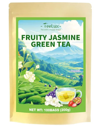 Vista 29 de TeeLux Bolsas de té verde menta, té verde con menta, menta verde y citronela, con cafeína, 100% real y natural, 100