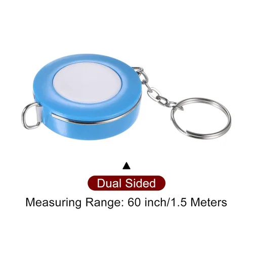 Vista 3 de HARFINGTON Cinta métrica retráctil de 4.9 ft/60 pulgadas, tamaño de bolsillo con llavero para cuerpo, tela, costura y manualidades, color azul