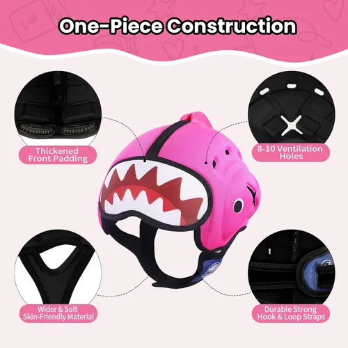 Vista 4 de Mambobaby - Casco protector de cabeza de bebé para gatear, caminar, casco de seguridad, acolchado extra grueso para la frente profunda, ultraligero