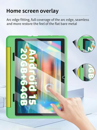 Vista 4 de Protector de pantalla para tablet Gleeso Android 15 de 10.1 pulgadas, antiarañazos, dureza 9H, sensible al tacto, bordes redondeados 2.5D, sin