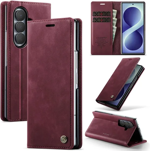 Vista 80 de Funda tipo cartera para Samsung Galaxy Z Fold 7 de piel con tarjetero y función atril, cierre magnético, bloqueo RFID, TPU a prueba de golpes, Negro