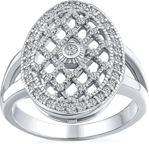 Vista 28 de Anillo de compromiso de plata de ley 925 personalizable con halo de corona ovalada de 5 a 7 quilates con circonita cúbica simulada de zafiro azul