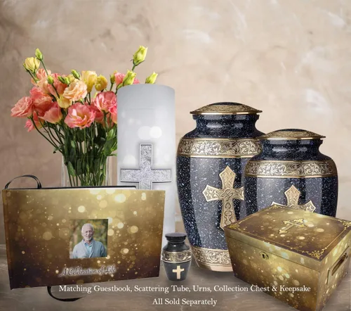 Vista 6 de Urna de cremación de cruz negra para cenizas hombre adulto – Urnas de cremación personalizadas para cenizas humanas, urnas decorativas para hombre