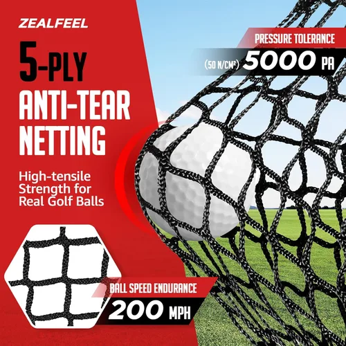Vista 2 de ZEALFEEL Golf Net, 10x7FT/10x8FT/11x8FT Golf Simulator Cage System with Impact Screen & Side Barriers, Golf Practice Net for Indoor Outdoor Backyard