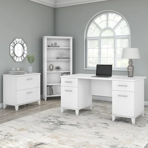 Vista 4 de Bush Furniture Somerset - Estantería alta de 5 niveles en acabado blanco