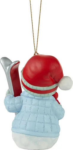 Vista 4 de Precious Moments 231016 'Tis The Ski-Son to Be Jolly Annual Snowman Bisque Adorno de porcelana