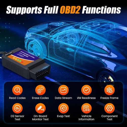 Vista 2 de ELMconfig ELM327 OBD2 Adaptador USB para Windows, herramienta de codificación de diagnóstico de escáner OBD2 con interruptor MS-CAN/HS-CAN