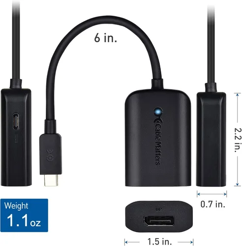 Vista 5 de Cable Matters Adaptador USB C a DisplayPort (adaptador USB C a DP) con carga de 100 W y 8K 60 Hz - Thunderbolt 4 / USB4 / Thunderbolt 3 Puerto