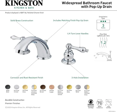 Vista 9 de Kingston Brass KB976AL - Grifo victoriano de baño extendido, cobre antiguo, 10 x 5.75 x 4.06