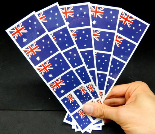 Vista 2 de 40 tatuajes: bandera australiana, recuerdos de fiesta de Australia 5 hojas, impermeable, aplicado al agua, calidad prémium