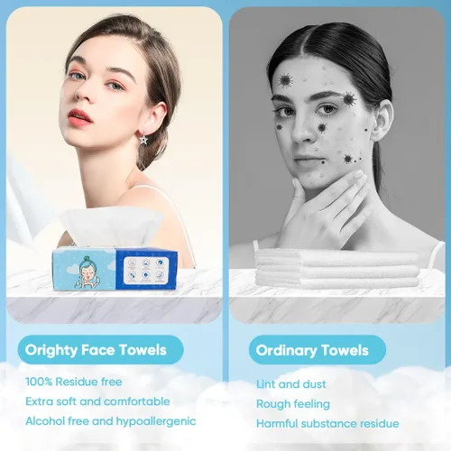 Vista 7 de Orighty Toalla facial desechable, toallas faciales limpias biodegradables, toallitas removedoras de maquillaje súper suaves, paño de lavado facial