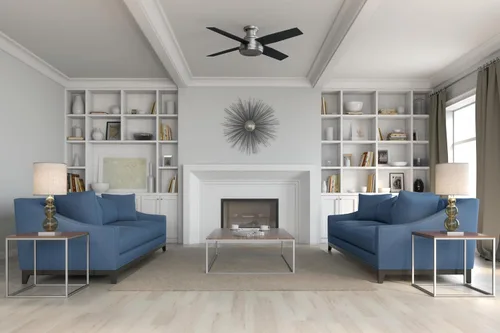 Vista 9 de Hunter Dempsey, ventilador de techo, para interiores, sin luz, 52 pulgadas Acabado cepillo níquel (Brushed Nickel Finish)