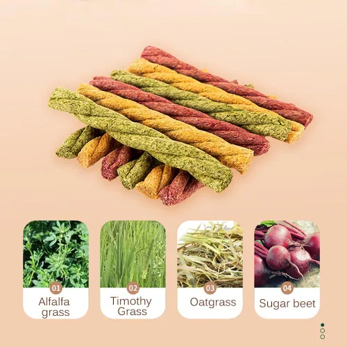 Vista 4 de 20 piezas de juguetes de conejo de sabores mixtos como un hámster Twist, golosinas comestibles para dientes de conejillo de indias