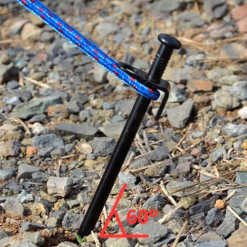 Vista 6 de Lawei Paquete de 12 estacas para tienda de campaña, estacas de acero forjado resistentes de 12 pulgadas, estacas de lona de metal para acampar al