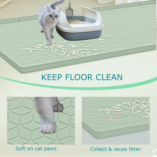 Vista 2 de Alfombra para Arena de Gatos, Alfombra de Silicona Grande para Caja de Arena - 28 x 22 pulgadas, Impermeable y Antideslizante, Duradero y Fácil