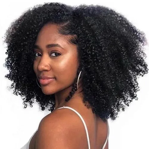 Vista 12 de Mongol afro rizado rizado paquetes cabello humano 8 8 8 pulgadas color Paquetes Rizos Afro Kinky 1b