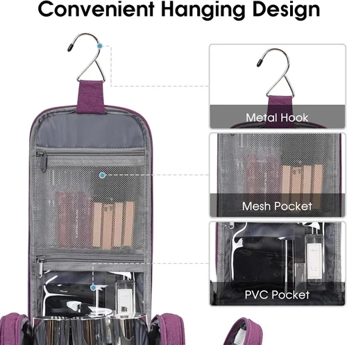 Vista 4 de Bolsa de Aseo Colgante Narwey para Mujeres, Organizador de Maquillaje de Viaje, Bolsa de Artículos de Aseo para Cosméticos, Accesorios Esenciales