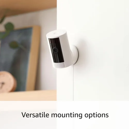 Vista 5 de Nueva cámara de interiores Ring (2da generación), blanca con 10 pies cable de alimentación USB-A a Micro USB