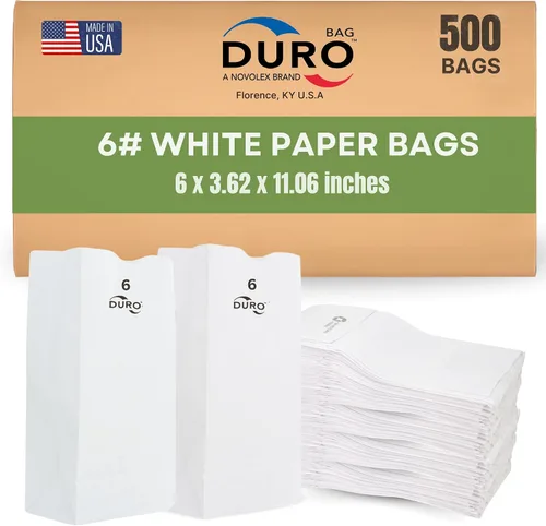 Vista 12 de Duro Bolsa de papel blanco de 2 libras, paquete de (500)