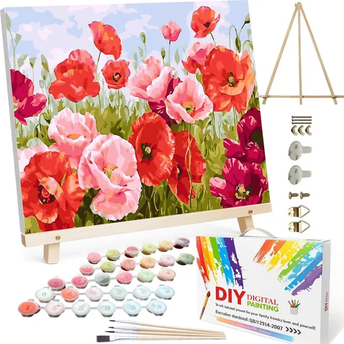 Vista 29 de BAISITE 0304 - Kit de pintura por números para adultos principiantes; paquete de 2 lienzos de 8 pulgadas de ancho x 12 pulgadas de largo; caja