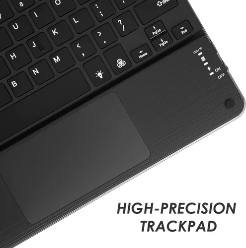 Vista 5 de Funda de teclado TouchPad para tabletas de 9, 9.7, 10.1, 10.2, 10.5, 10.9, 11 pulgadas, teclado inalámbrico Bluetooth 2 en 1 con panel táctil, Negro
