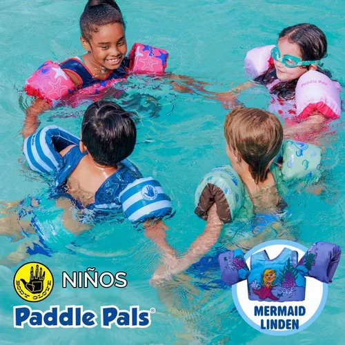 Vista 8 de Body Glove Paddle Pals - Chaleco salvavidas para aprender a nadar, 33-55 libras, tambor de pulpo 3D sirena tilo