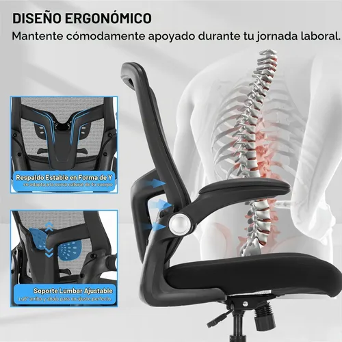 Vista 4 de Silla de dibujo, silla de oficina alta ergonómica con soporte lumbar, taburete de escritorio de pie con reposabrazos abatibles, cómoda silla