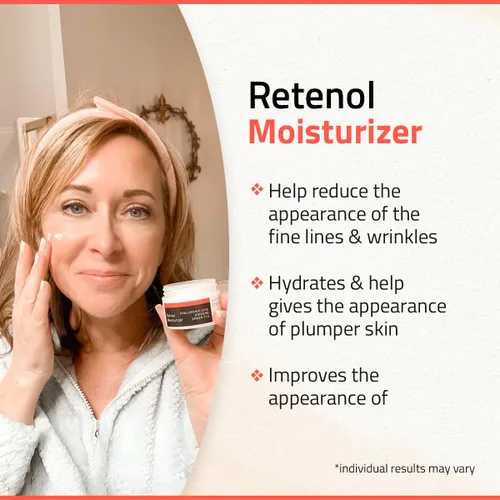 Vista 3 de YEOUTH Crema de retinol para cara, hidratante facial de retinol para mujeres y hombres con ácido hialurónico y té verde, hidratante nocturno